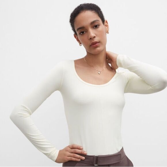 Luxe Tops - LUXE BALLERINA TOP SLIM FIT TOP WITH A PULLOVER STYLE SCOOP NECK LONG SLEEVES